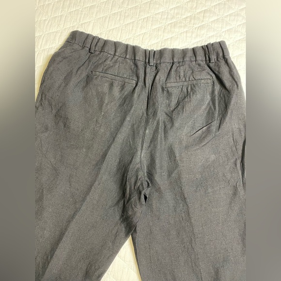 Talbots Size 14 Black 100% Linen Lightweight Cropped Elastic Waistband Pants - Picture 9 of 15